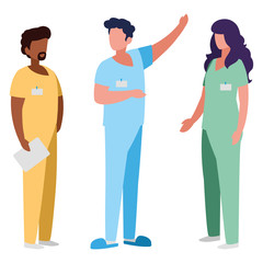 Obraz premium interracial group medicine workers with uniform characters