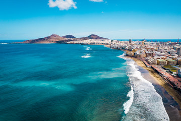 Aerial photo of summer beach and sea 