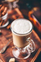Irish coffee with cinnamon