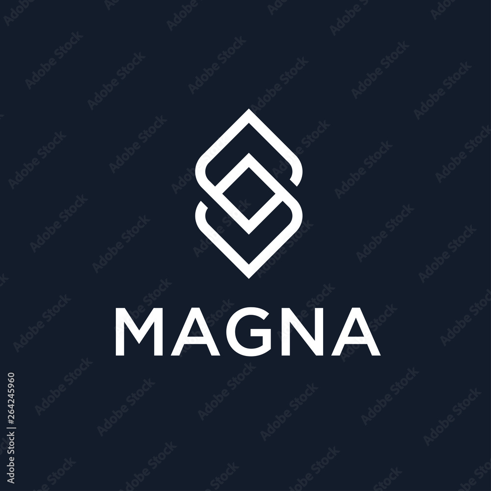 Poster abstract universal flower logo. elegant linear vector logotype.