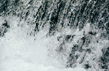Close up of cold fresh water in mountain river, rapids, whitewater