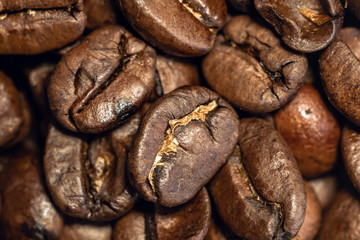 macro coffee beans background