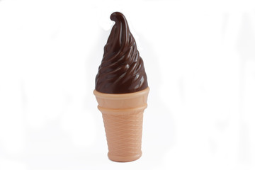 Toy chocolate ice cream isolate on white background
