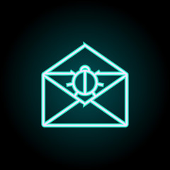 beetle in an envelope neon icon. Elements of Virus, antivirus set. Simple icon for websites, web design, mobile app, info graphics