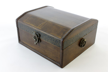 old wooden box isolated on white background