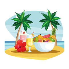 smoothies and fruit bowl