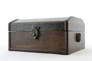 old wooden box isolated on white background