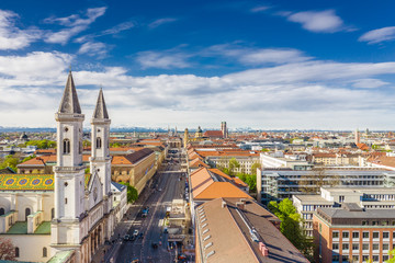 Panoramic shot of the Prinzregentenstrasse in Munich