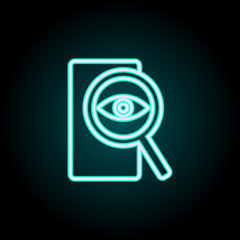 eye in document neon icon. Elements of Virus, antivirus set. Simple icon for websites, web design, mobile app, info graphics