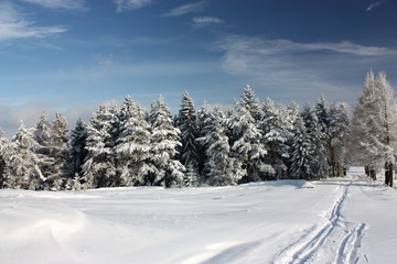 Beskids Mountains in winter sunny day