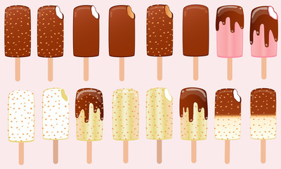 Collection of vector illustrations of ice cream. Hello summer, from the heat of salvation. Different types of ice cream.