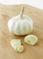 garlic on cutting board