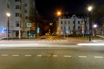 long exposure night city, Russia, Moscow