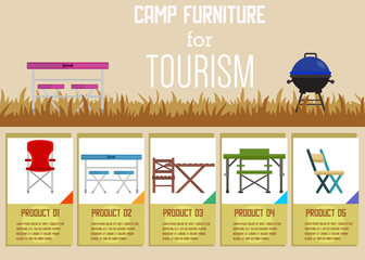 Camp Furniture for Tourism Advertising Flat Banner