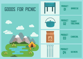 Goods for Picnic Outdoors Advertising Store Banner