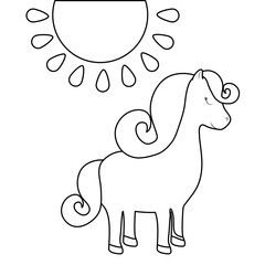 cute unicorn with sun isolated icon