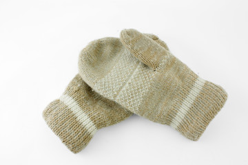 winter wool gloves isolated on white background