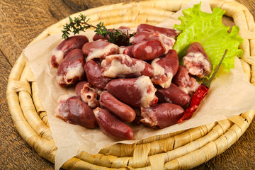 Raw chicken hearts