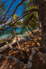 Island Murter turquoise lagoon beach, Dalmatia, Croatia