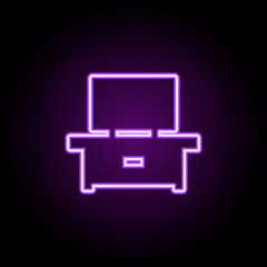 tv table furniture neon icon. Elements of Furniture set. Simple icon for websites, web design, mobile app, info graphics