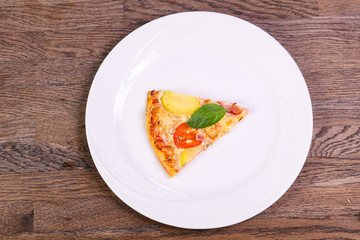 Pizza with ham and potato
