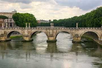 Fototapeta na wymiar Saint Angelo Bridge in Rome, Italy