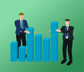 Two businessman success management growth graph , teamwork concept