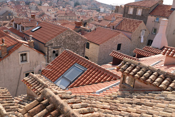 View of the old town from the city wall of Dubrovnik Croatia