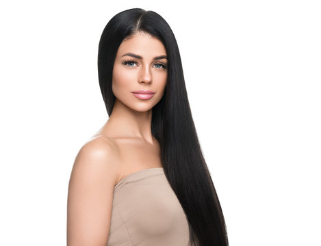 Beautiful long hair woman with black hairstyle