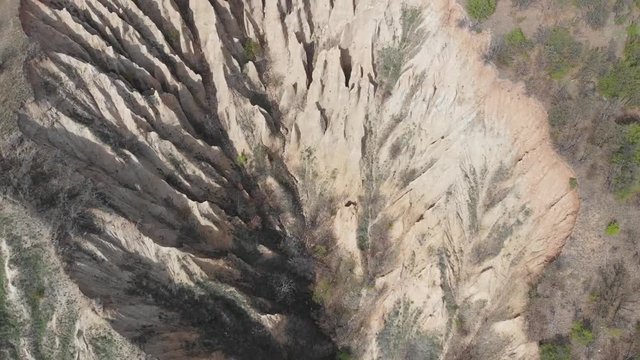 Aerial view Drone Rock formation Stob Pyramids Bulgaria in Rila Mountains