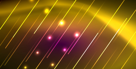 Neon glowing lines, magic energy space light concept, abstract background wallpaper design