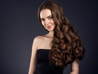 Beautiful hair woman curly hairstyle shampoo female portrait