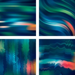Set with abstract blurred backgrounds. Vector illustration. Modern geometrical backdrop. Abstract template. Green, blue colors.