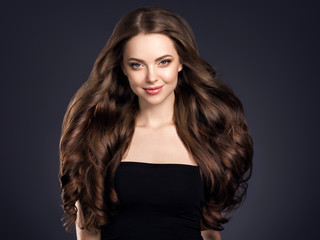 Beautiful hair woman curly hairstyle shampoo female portrait