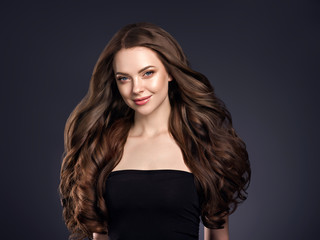 Beautiful hair woman with long brunette hairstyle
