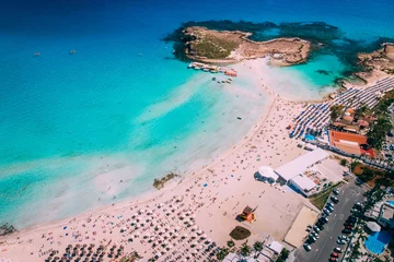 Gordijnen Aerial view of beautiful Nissi beach in Ayia Napa © MZaitsev