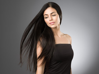 Fototapeta premium Beautiful hair woman with long brunette hairstyle
