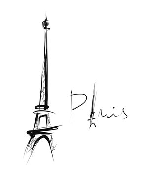 Eiffel tower, simple drawing, sketch