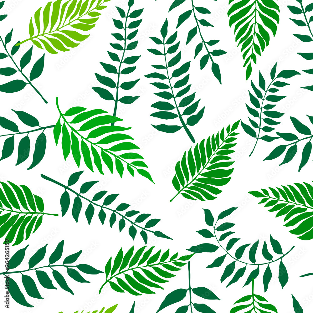 Wall mural Seamless pattern with fresh green leaves