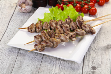 Chicken hearts skewer