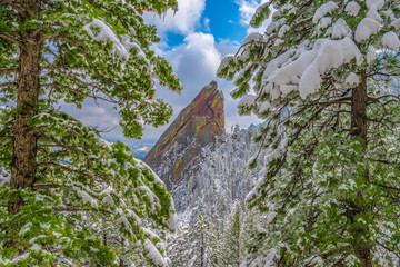 Spring Snowy Hike at Flatirons in Boulder, Colorado © Jeremy Janus