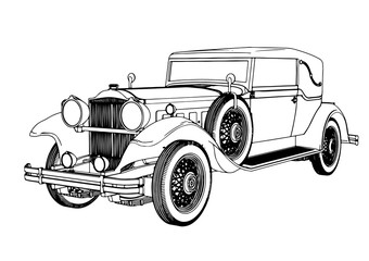 Obraz na płótnie Canvas old car sketch vector