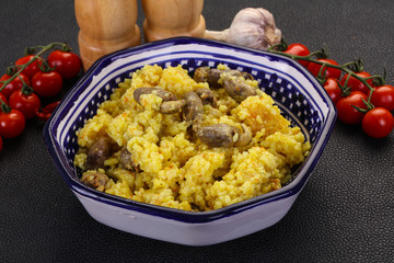 Rice with Chicken hearts