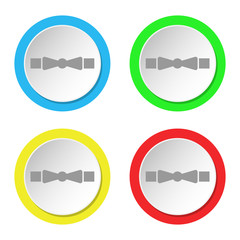 Bow tie icon. Set of round color flat icons.