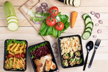 garden vegetables on chopping board, ready meal to eat