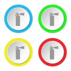 Fire extinguisher icon. Set of round color flat icons.