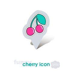 Cherry with leaf pin map icon. Cherry fruit sign