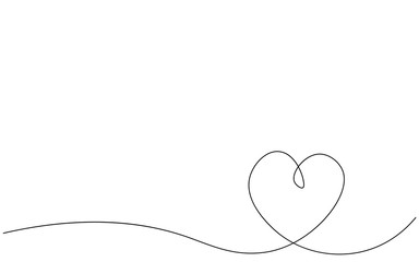 Valentines day background with love heart one line drawing vector illustration