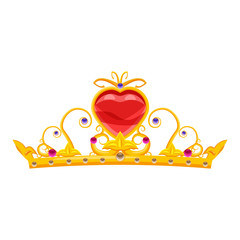 Princess Diadem with diamonds and precious stones, gold, © hadeev
