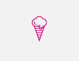 Creative pink ice cream icon for business company